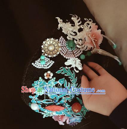 Traditional Chinese Qing Dynasty Palace Cloisonne Hat Headwear Ancient Manchu Lady Hair Accessories for Women