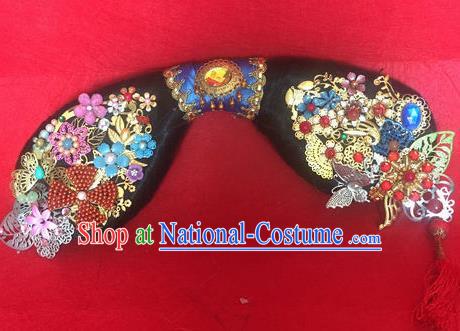 Traditional Chinese Qing Dynasty Princess Headwear Ancient Manchu Lady Hair Accessories for Women