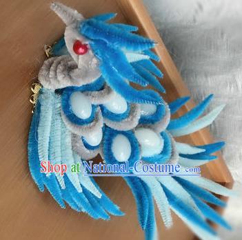 Traditional Chinese Handmade Palace Hair Accessories Ancient Qing Dynasty Velvet Bird Hairpins for Women