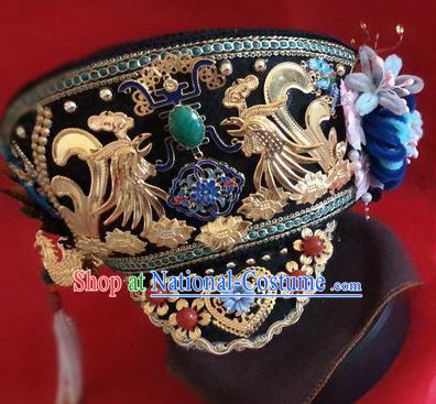 Traditional Chinese Qing Dynasty Imperial Consort Hat Headwear Ancient Palace Manchu Hair Accessories for Women