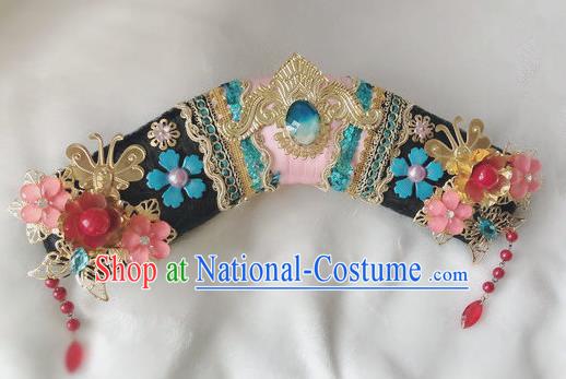 Traditional Chinese Qing Dynasty Imperial Consort Tassel Headwear Ancient Palace Manchu Hair Accessories for Women