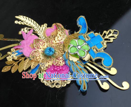 Traditional Chinese Qing Dynasty Princess Hair Claw Hairpins Handmade Ancient Manchu Lady Hair Accessories for Women