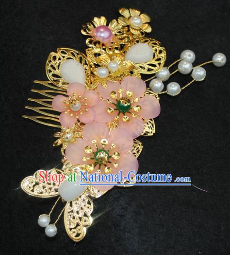 Traditional Chinese Qing Dynasty Princess Hair Comb Hairpins Handmade Ancient Manchu Lady Hair Accessories for Women