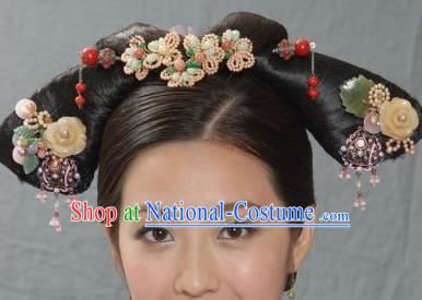 Traditional Chinese Qing Dynasty Princess Headwear Ancient Palace Lady Hair Accessories for Women