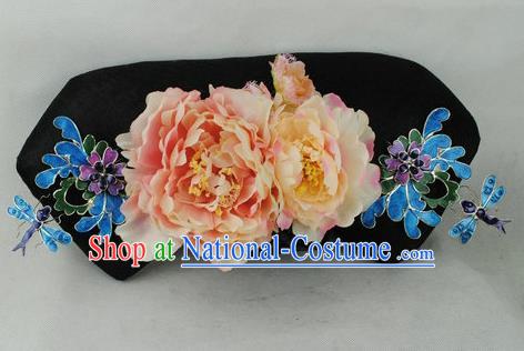 Chinese Traditional Qing Dynasty Princess Peony Headwear Ancient Palace Lady Hair Accessories for Women