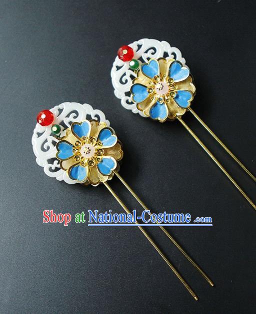 Traditional Chinese Wedding Jade Hair Clip Hairpins Handmade Ancient Bride Hair Accessories for Women