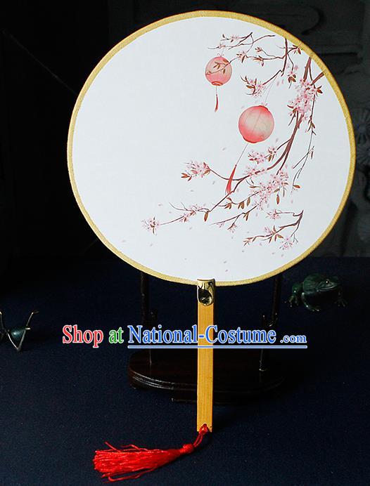 Chinese Traditional Handmade Palace Fans Ancient Princess Printing Lantern Round Fans for Women