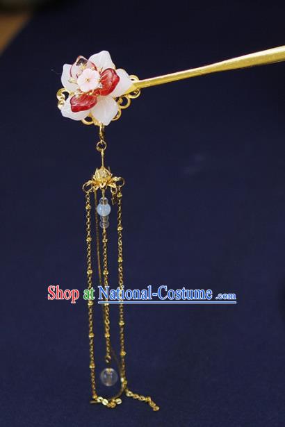 Traditional Chinese Wedding Tassel Step Shake Peach Blossom Hairpins Handmade Ancient Bride Hair Accessories for Women