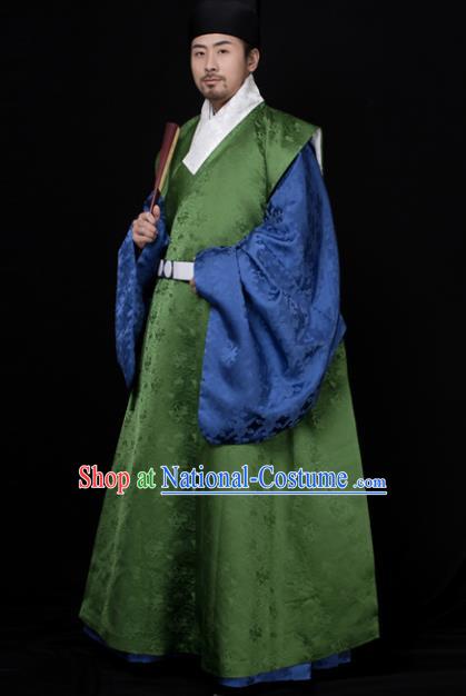 Chinese Ancient Minister Hanfu Robe Traditional Ming Dynasty Taoist Priest Embroidered Historical Costume for Men