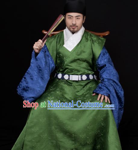 Chinese Ancient Minister Hanfu Robe Traditional Ming Dynasty Taoist Priest Embroidered Historical Costume for Men