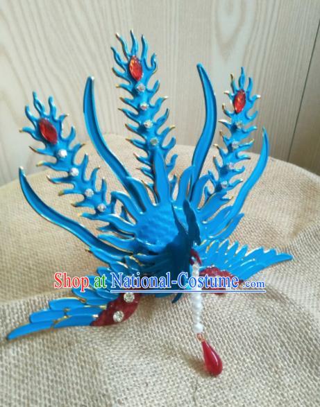 Traditional Chinese Handmade Ancient Cloisonne Phoenix Coronet Qing Dynasty Imperial Consort Tassel Hairpins Headwear Hair Accessories for Women