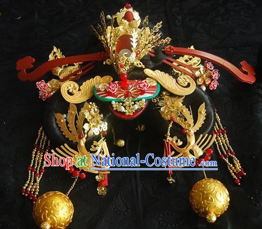 Traditional Chinese Handmade Tang Dynasty Queen Phoenix Coronet Hairpins Ancient Imperial Empress Hair Accessories for Women