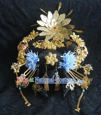 Traditional Chinese Handmade Tang Dynasty Imperial Consort Phoenix Coronet Hairpins Ancient Empress Hair Accessories for Women