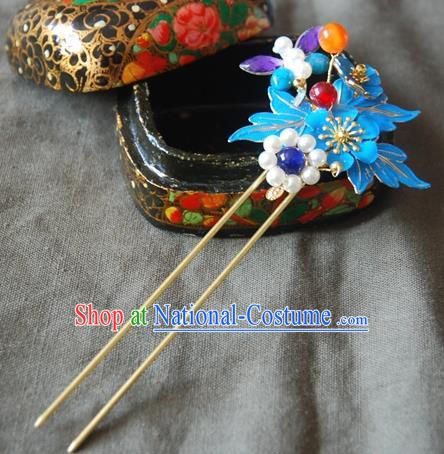 Traditional Chinese Handmade Ancient Qing Dynasty Imperial Consort Cloisonne Hairpins Headwear Hair Accessories for Women