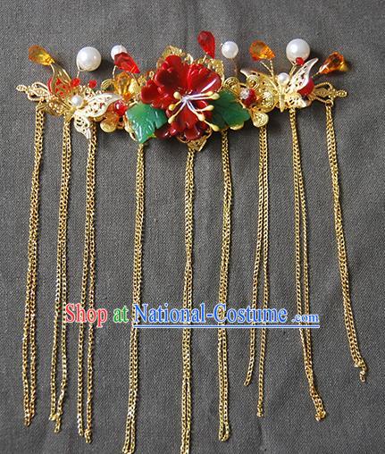 Handmade Chinese Ancient Wedding Tassel Step Shake Hairpins Headwear Hair Accessories for Women