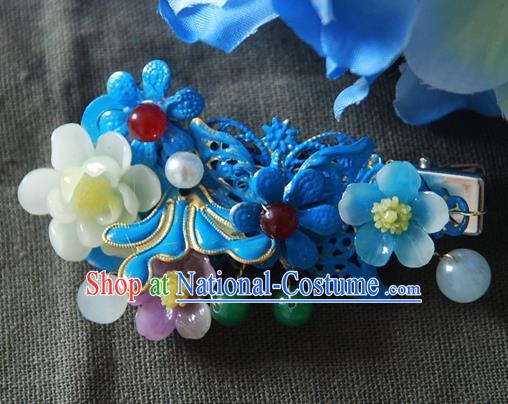 Handmade Chinese Ancient Princess Cloisonne Hair Claw Hairpins Headwear Hair Accessories for Women