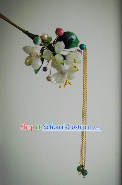 Handmade Chinese Ancient Princess Green Peach Blossom Hairpins Hair Clip Headwear Hair Accessories for Women