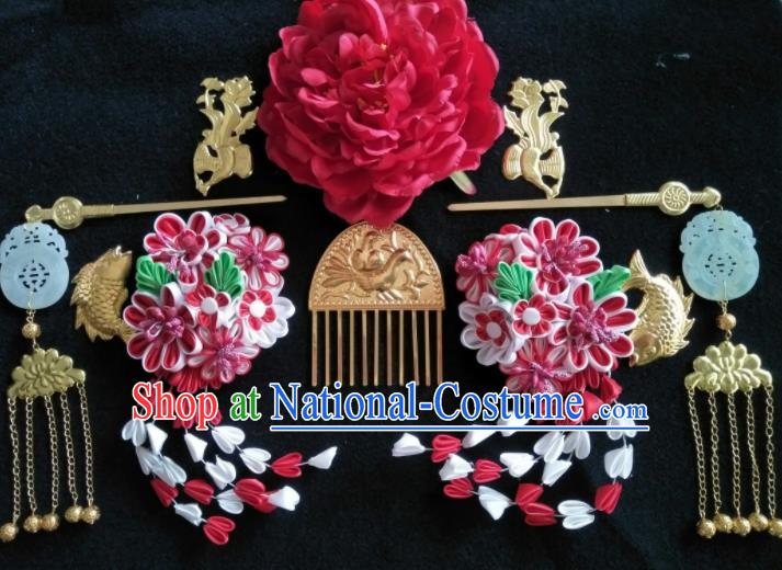 Traditional Chinese Handmade Ancient Tang Dynasty Imperial Consort Hairpins Hair Comb Headwear Hair Accessories for Women