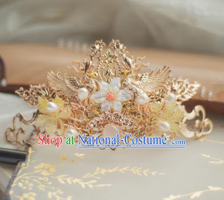 Chinese Handmade Hanfu Hairpins Shell Hair Crown Traditional Ancient Princess Hair Accessories for Women