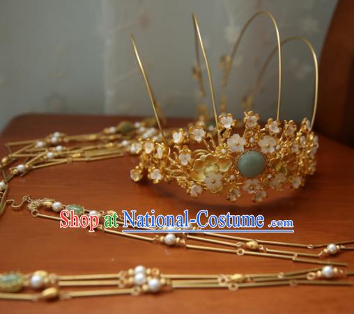 Chinese Handmade Hanfu Tassel Phoenix Coronet Hairpins Traditional Ancient Princess Hair Accessories for Women