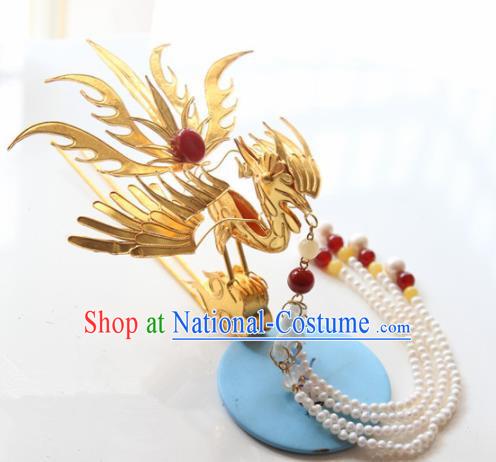 Chinese Handmade Hanfu Hairpins Phoenix Tassel Step Shake Traditional Ancient Princess Hair Accessories for Women