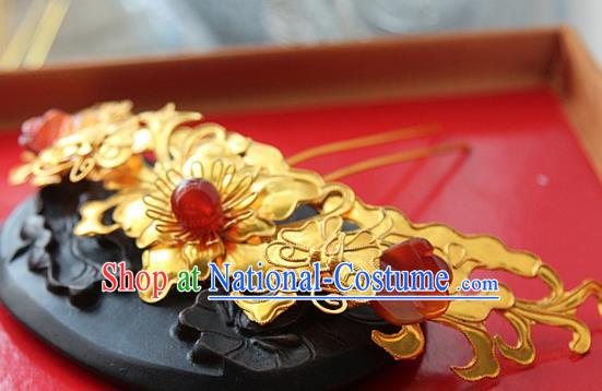 Chinese Handmade Hanfu Golden Hairpins Traditional Ancient Princess Hair Accessories for Women