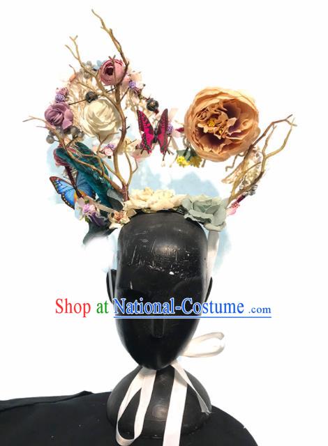 Halloween Handmade Stage Show Flowers Hair Clasp Hair Accessories Brazilian Carnival Catwalks Headdress for Women