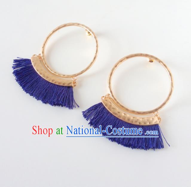 Top Grade Stage Show Purple Tassel Earrings Brazilian Carnival Catwalks Ear Accessories for Women