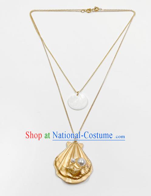 Handmade Stage Show Golden Conch Necklace Accessories Brazilian Carnival Catwalks Necklet Headdress for Women