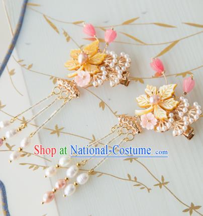 Chinese Handmade Hanfu Tassel Hair Claws Hairpins Traditional Ancient Princess Hair Accessories for Women