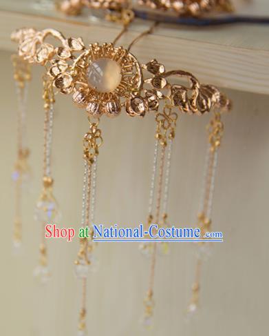 Chinese Handmade Hanfu Golden Tassel Hairpins Traditional Ancient Princess Hair Accessories for Women