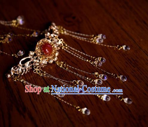 Chinese Handmade Hanfu Tassel Agate Hairpins Traditional Ancient Princess Hair Accessories for Women