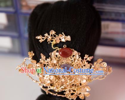 Chinese Handmade Hanfu Agate Hair Crown Hairpins Traditional Ancient Princess Hair Accessories for Women