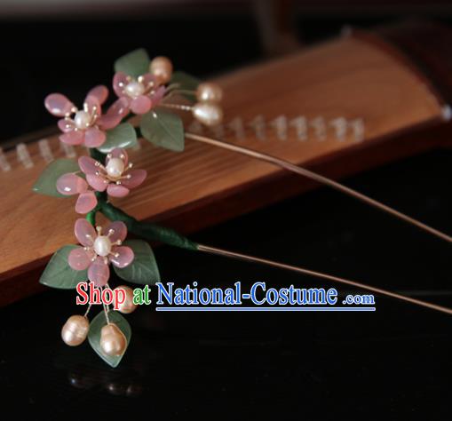 Chinese Handmade Hanfu Flowers Hairpins Tassel Hair Clip Traditional Ancient Princess Hair Accessories for Women