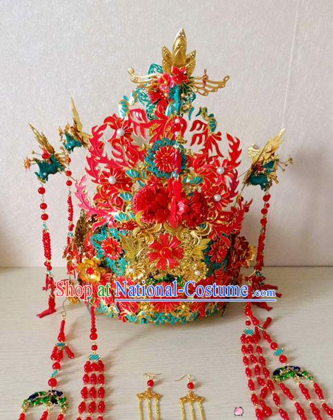 Chinese Handmade Hanfu Wedding Phoenix Coronet Hairpins Traditional Ancient Princess Hair Accessories for Women