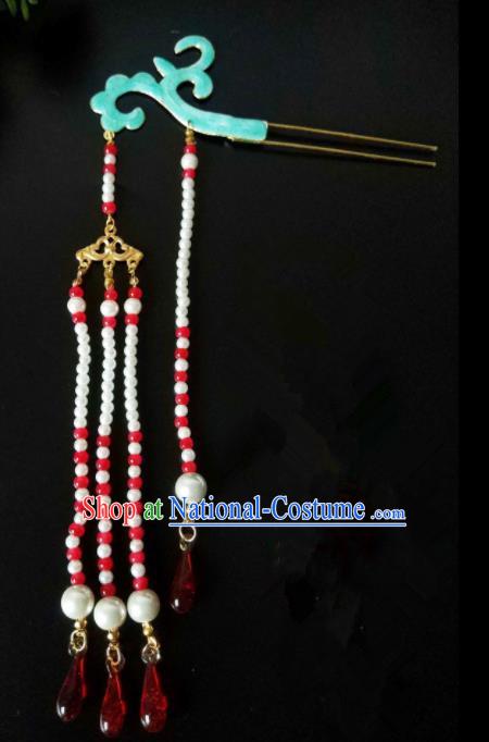 Chinese Handmade Hanfu Palace Hair Clip Agate Tassel Hairpins Traditional Ancient Princess Hair Accessories for Women