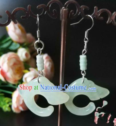 Handmade Chinese Classical Jade Dragon Ear Accessories Ancient Princess Hanfu Earrings for Women