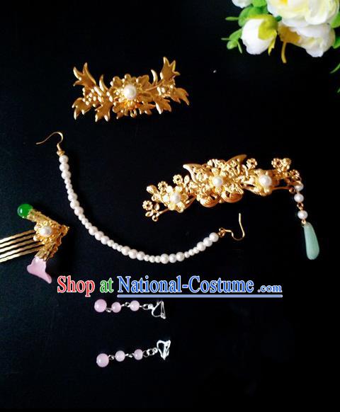 Chinese Handmade Hanfu Palace Hair Comb Tassel Hairpins Traditional Ancient Princess Hair Accessories for Women