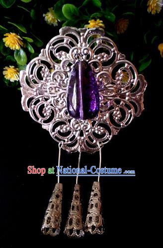 Chinese Handmade Hanfu Palace Hairpins Purple Crystal Hair Claw Traditional Ancient Princess Hair Accessories for Women