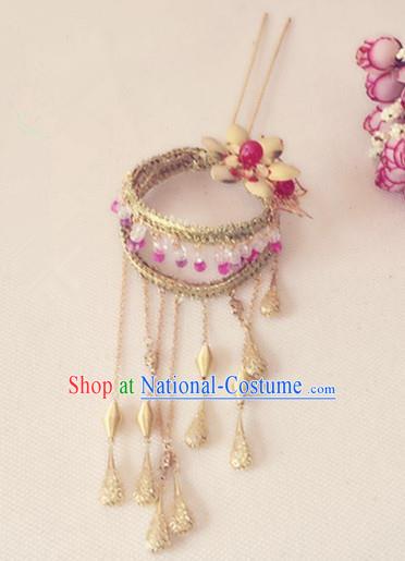 Traditional Chinese Handmade Tassel Step Shake Hanfu Hairpins Ancient Imperial Consort Hair Accessories for Women