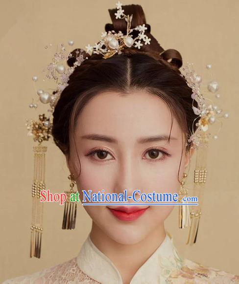 Traditional Chinese Wedding Handmade Hanfu Hairpins Ancient Tang Dynasty Imperial Consort Hair Accessories for Women