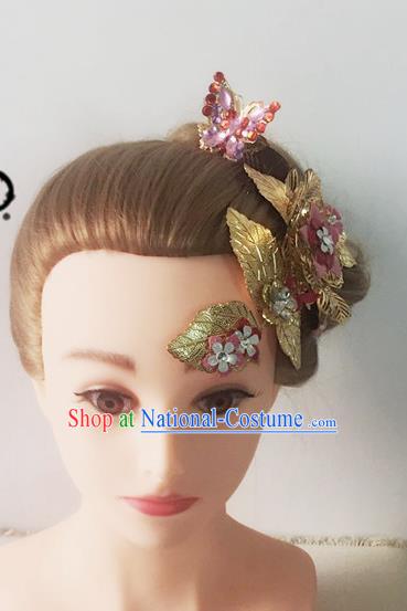 Handmade Chinese Golden Leaf Hair Stick Traditional Hanfu Hairpins Ancient Tang Dynasty Princess Hair Accessories for Women