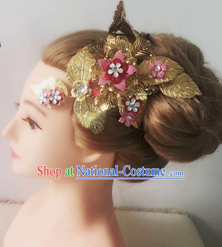 Handmade Chinese Golden Leaf Hair Stick Traditional Hanfu Hairpins Ancient Tang Dynasty Princess Hair Accessories for Women