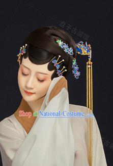 Chinese Handmade Hanfu Palace Hairpins Blueing Hair Clip Traditional Ancient Princess Hair Accessories for Women