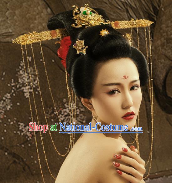 Chinese Handmade Hanfu Palace Agate Phoenix Coronet Hairpins Traditional Ancient Imperial Consort Hair Accessories for Women