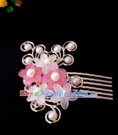 Chinese Handmade Hanfu Palace Flowers Hair Comb Hairpins Traditional Ancient Princess Hair Accessories for Women