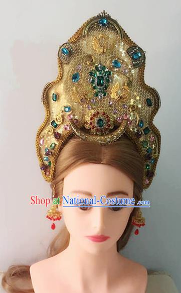 Handmade Chinese Royal Hat Traditional Hanfu Hairpins Ancient Tang Dynasty Queen Hair Accessories for Women