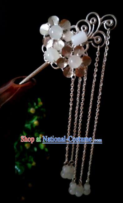 Chinese Handmade Hanfu Palace Jade Tassel Hair Clip Hairpins Traditional Ancient Princess Hair Accessories for Women