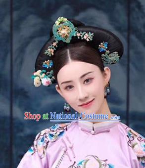 Chinese Handmade Hanfu Qing Dynasty Hair Crown Royal Lady Hairpins Traditional Ancient Imperial Consort Hair Accessories for Women