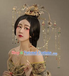 Chinese Handmade Hanfu Tang Dynasty Palace Tassel Phoenix Coronet Hairpins Traditional Ancient Imperial Consort Hair Accessories for Women